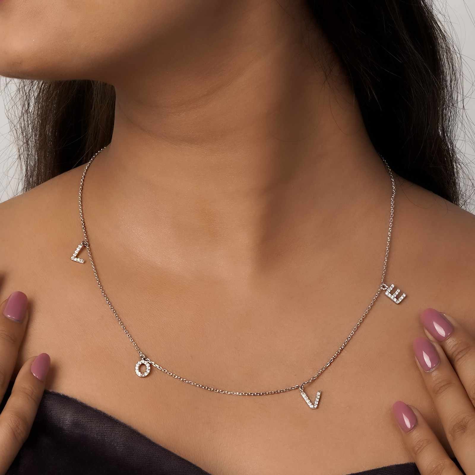 Silver LOVE Charms Necklace