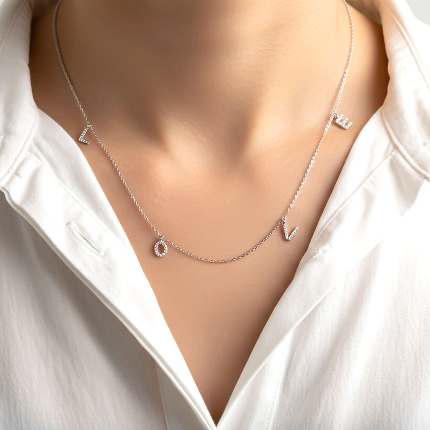 Silver LOVE Charms Necklace