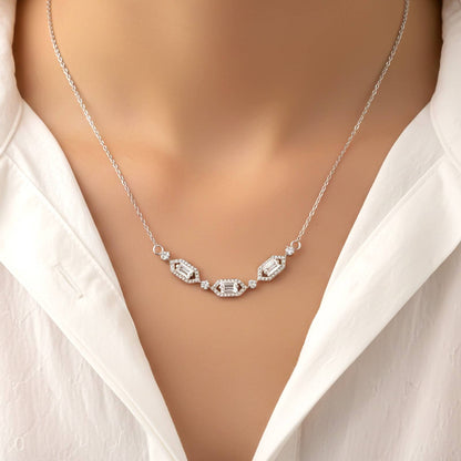 Silver Hexagonal Station Necklace