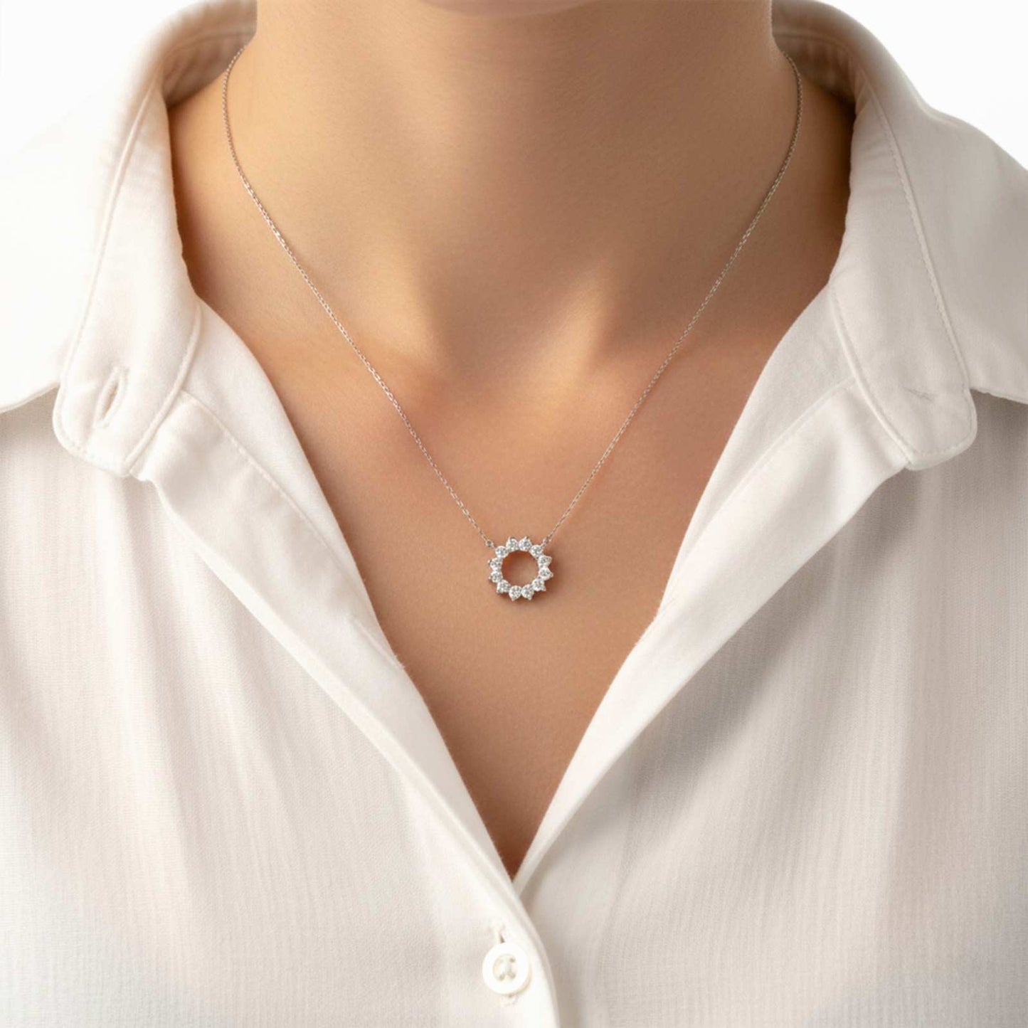 Silver Sun Kissed Necklace With Link Chain