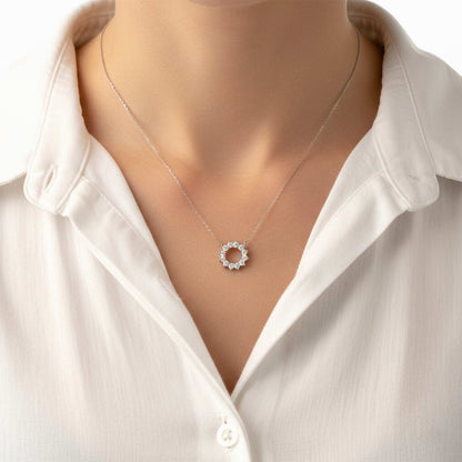 Silver Sun Kissed Necklace With Link Chain