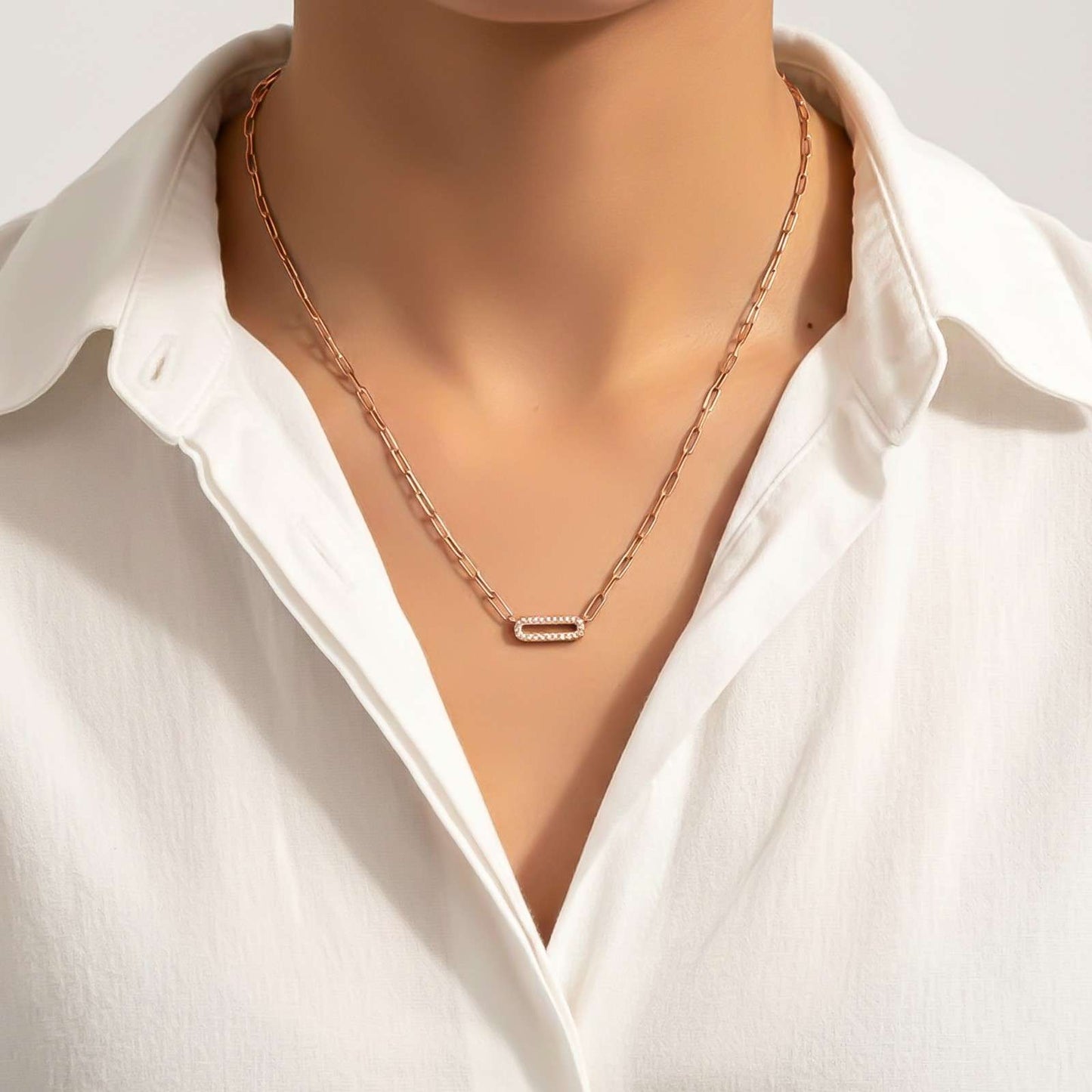 Rose Gold Paperclip Necklace