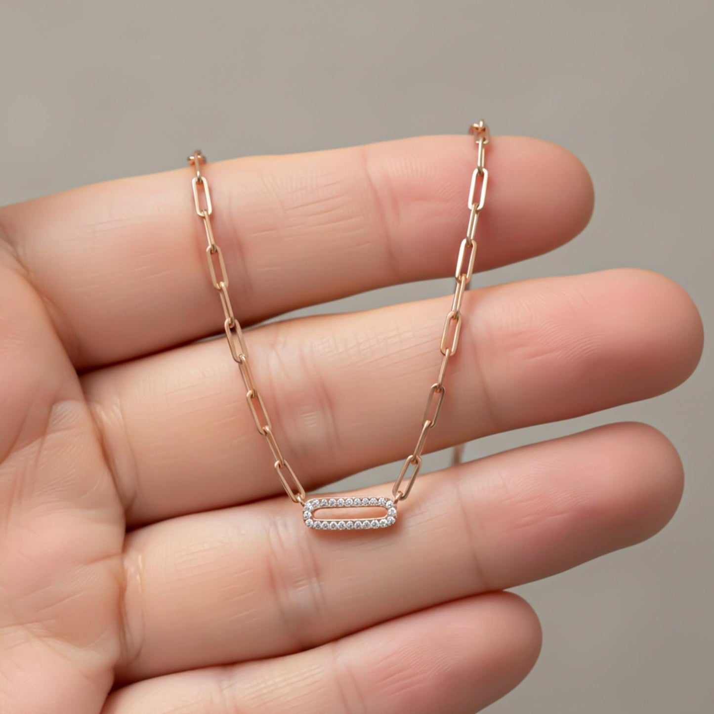 Rose Gold Paperclip Necklace
