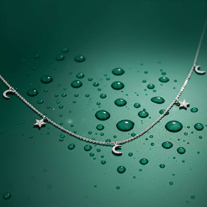 Silver Star and Moon Necklace
