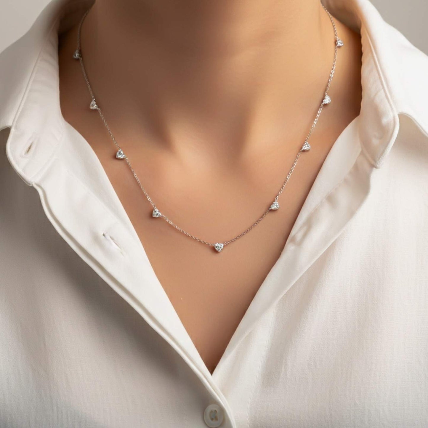 Silver Stellar Heart Charms Necklace