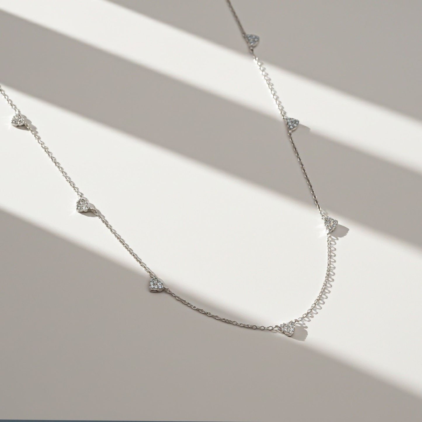 Silver Stellar Heart Charms Necklace