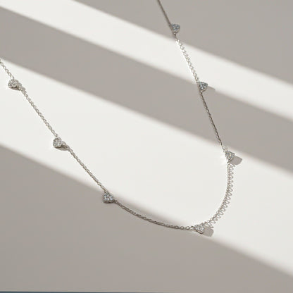 Silver Stellar Heart Charms Necklace