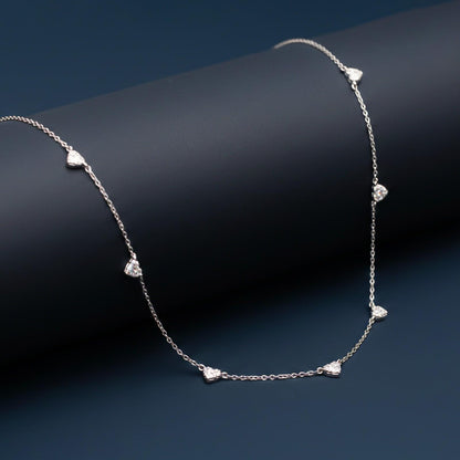 Silver Stellar Heart Charms Necklace