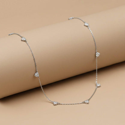 Silver Stellar Heart Charms Necklace