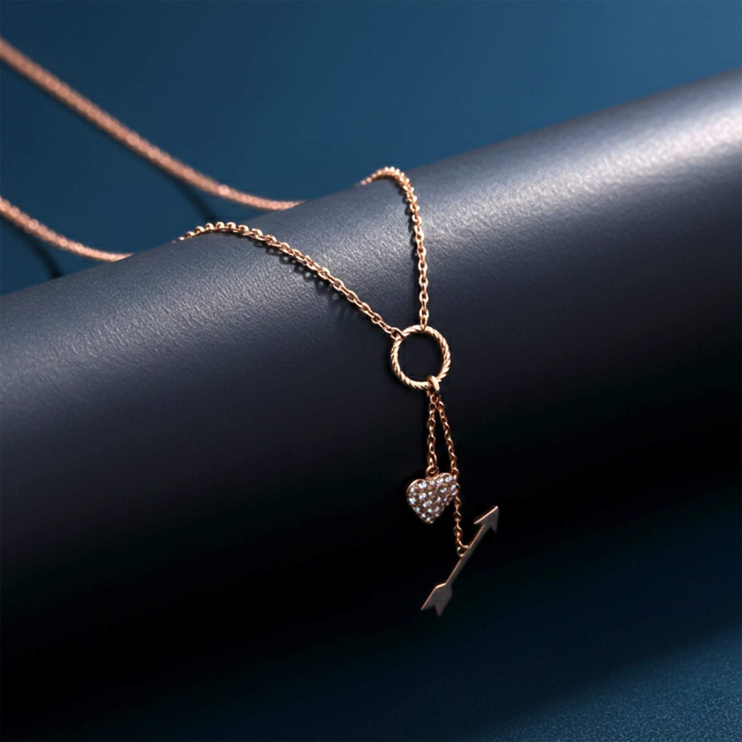 Rose Gold Hit My Heart Arrow Necklace