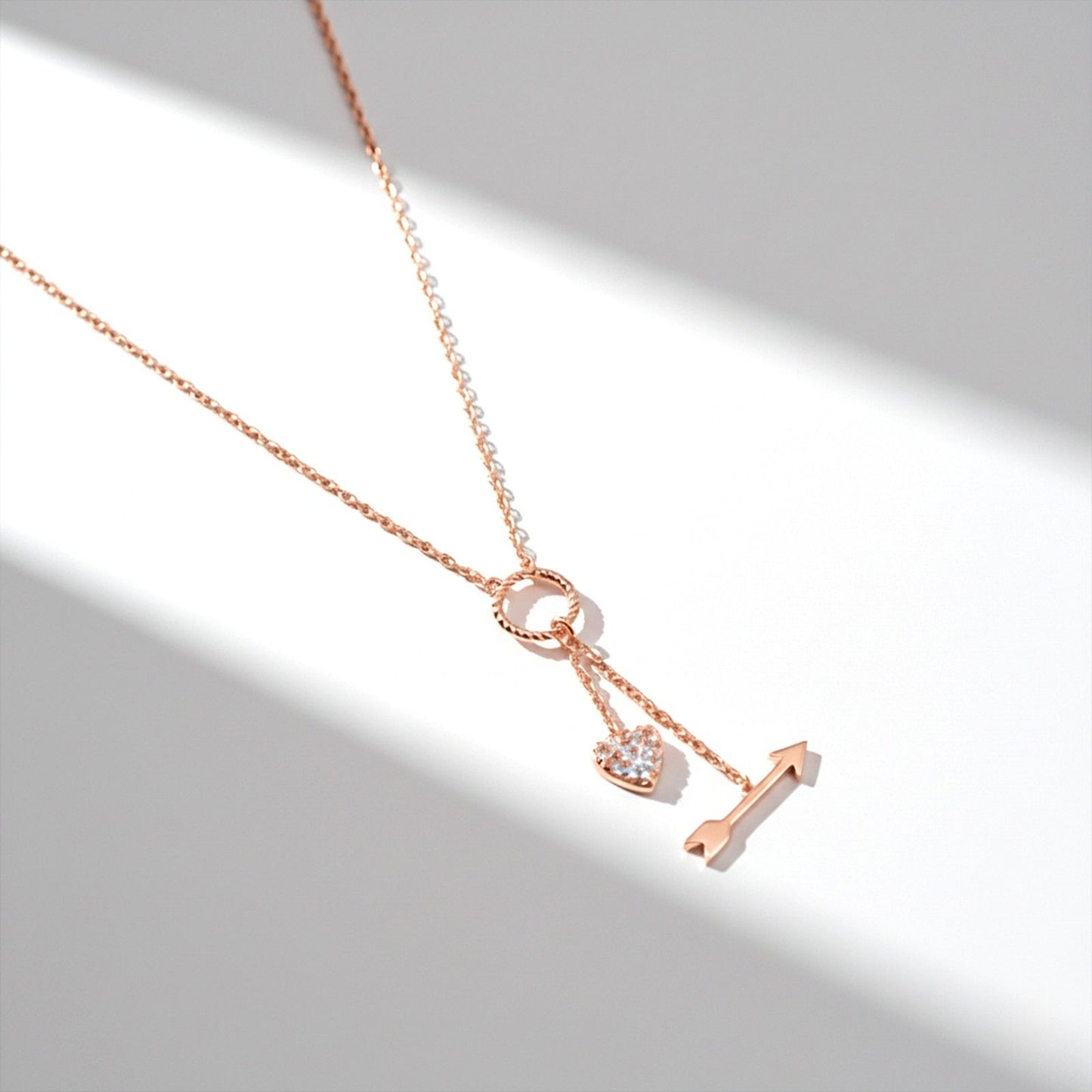 Rose Gold Hit My Heart Arrow Necklace
