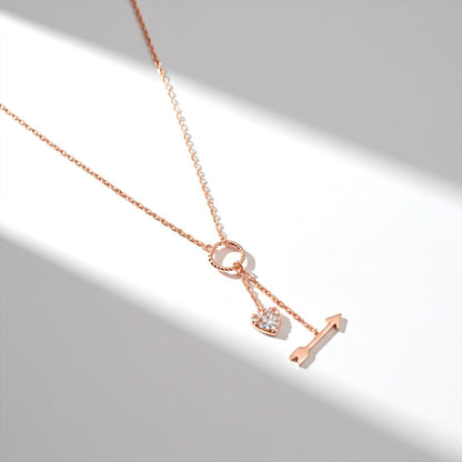Rose Gold Hit My Heart Arrow Necklace