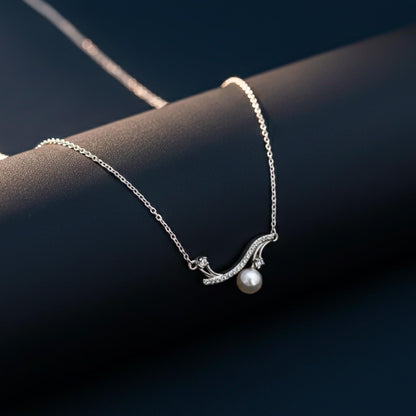 Silver Wave Pearl Necklace