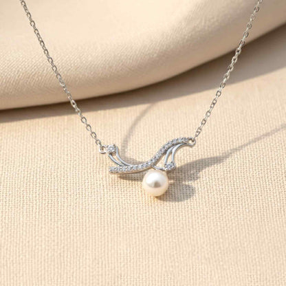 Silver Wave Pearl Necklace