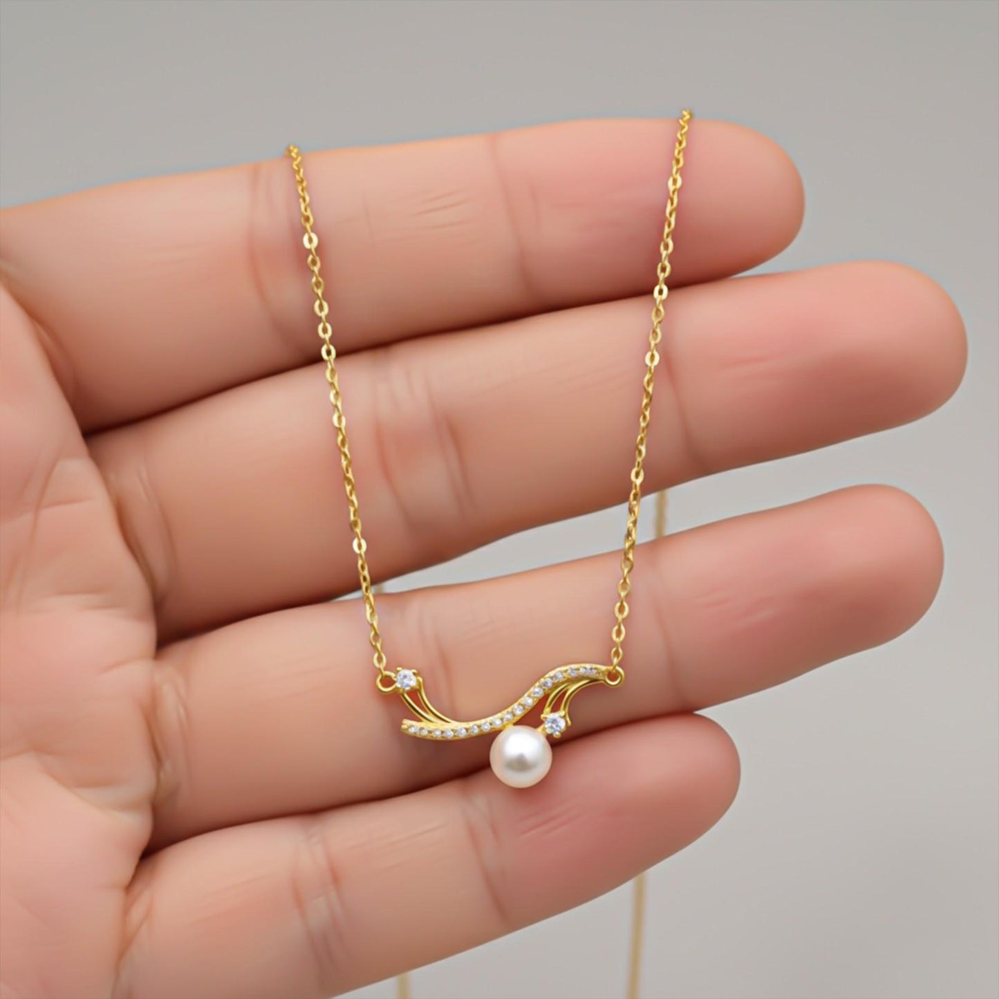 Golden Wave Pearl Necklace