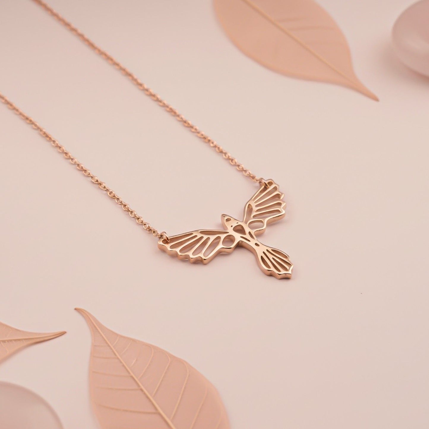 Silver Flying Bird Cutwork Pendant Necklace