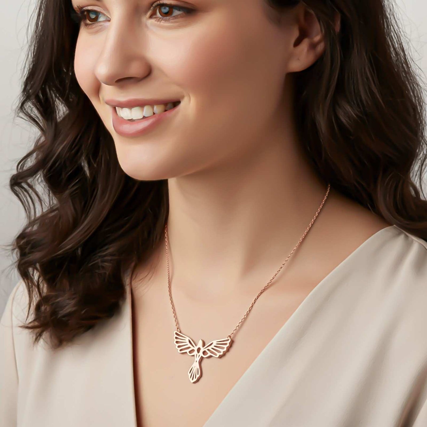 Silver Flying Bird Cutwork Pendant Necklace