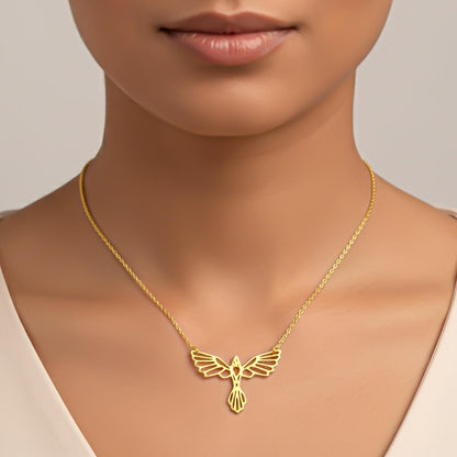 Silver Flying Bird Cutwork Pendant Necklace