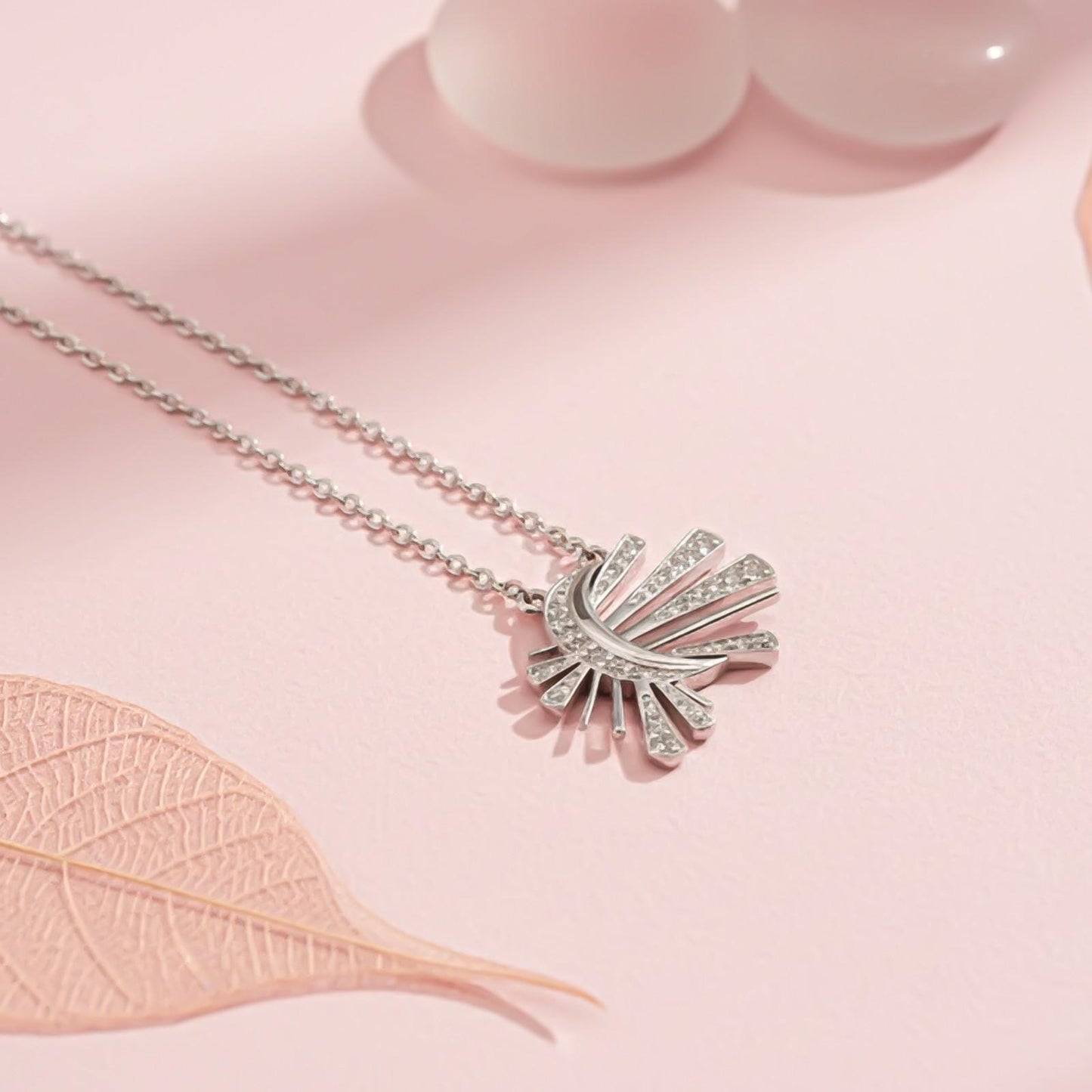 Silver Celestial Sunburst Pendant Necklace