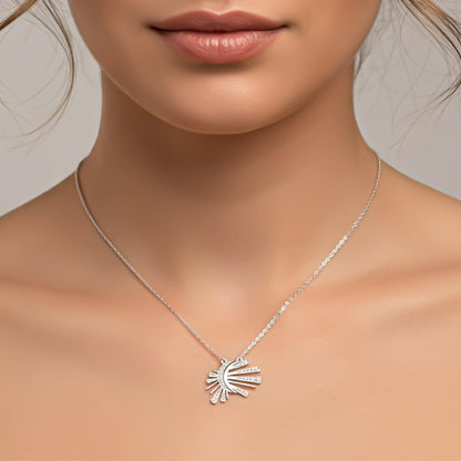 Silver Celestial Sunburst Pendant Necklace