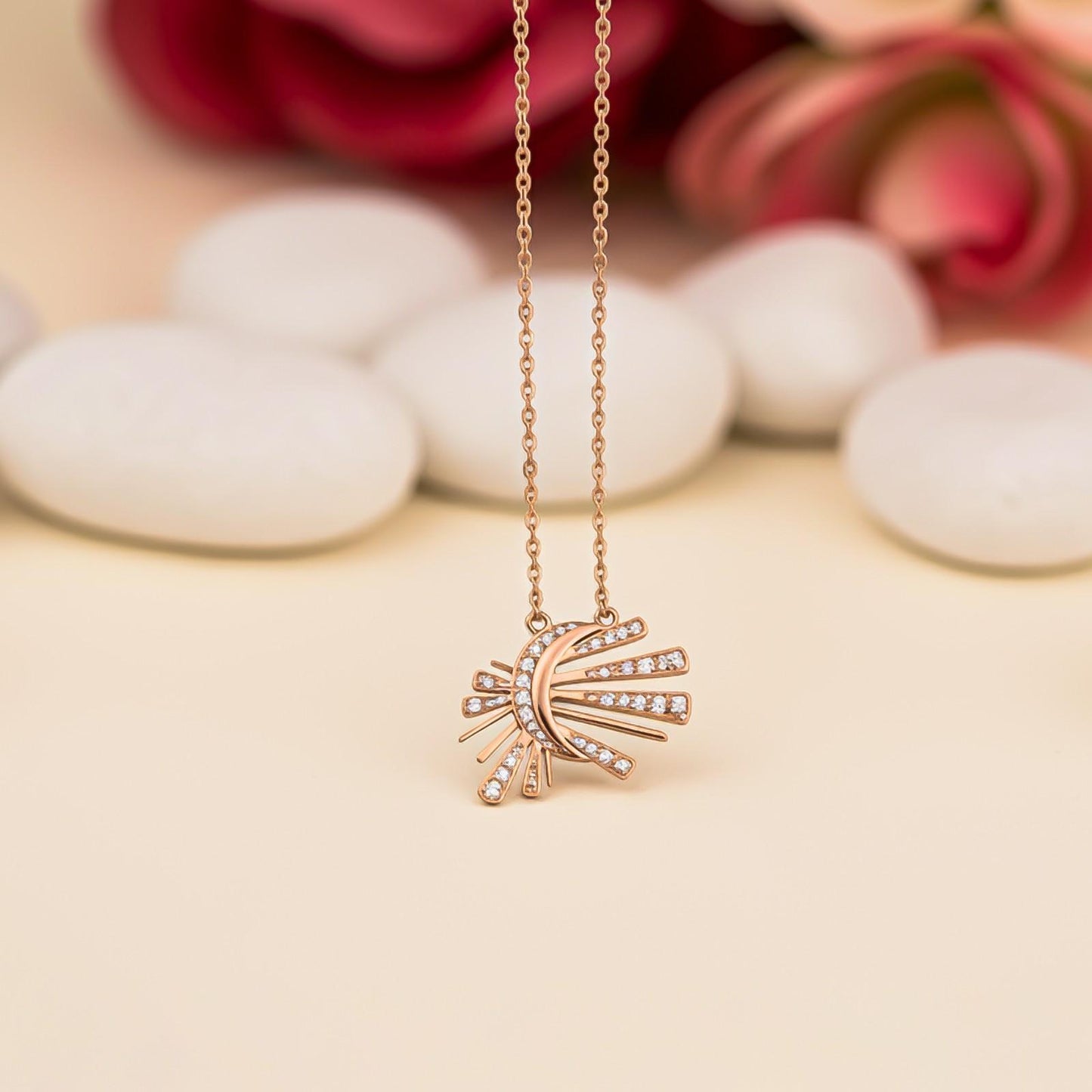 Silver Celestial Sunburst Pendant Necklace