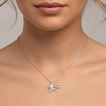 Silver Celestial Sunburst Pendant Necklace
