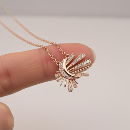 Silver Celestial Sunburst Pendant Necklace