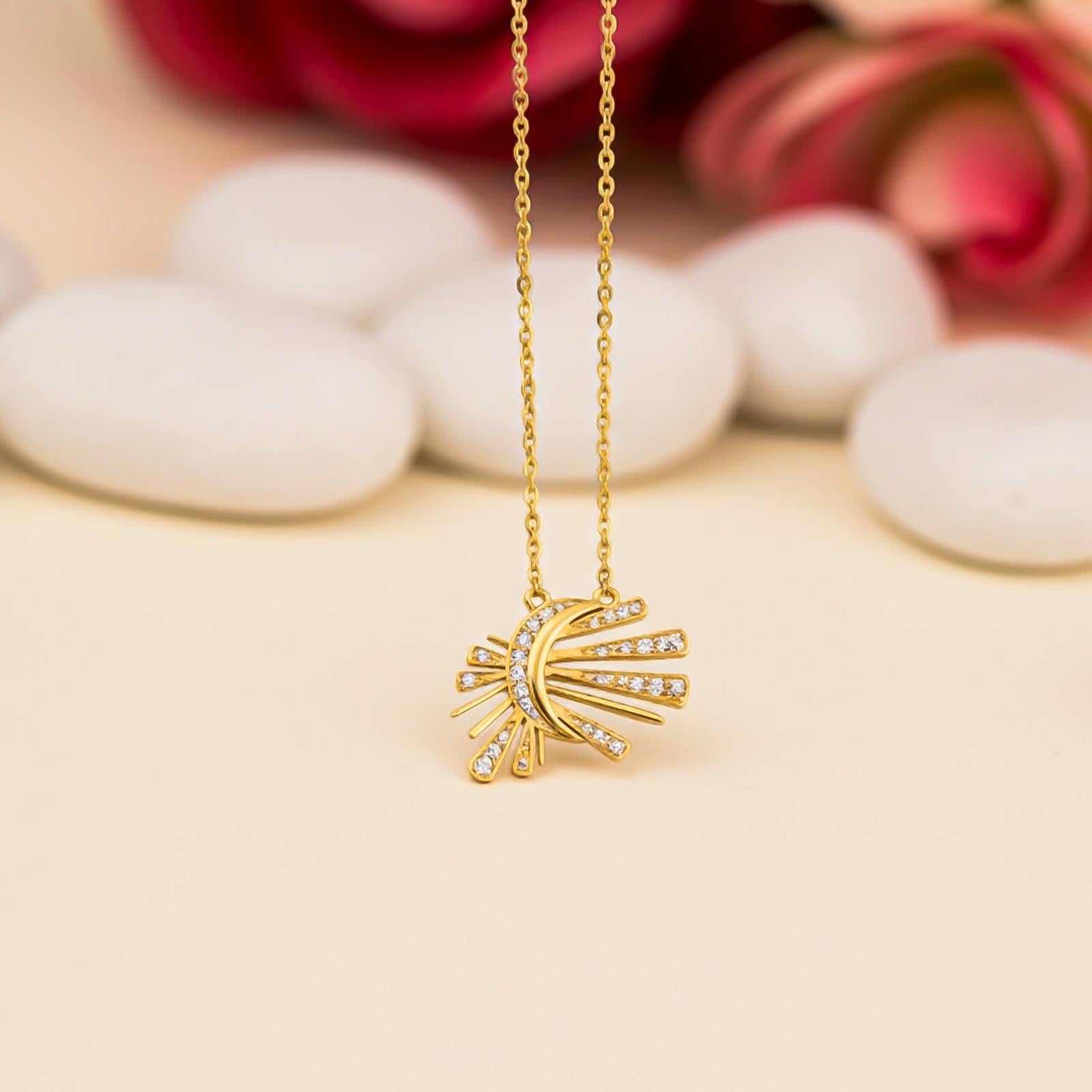 Silver Celestial Sunburst Pendant Necklace