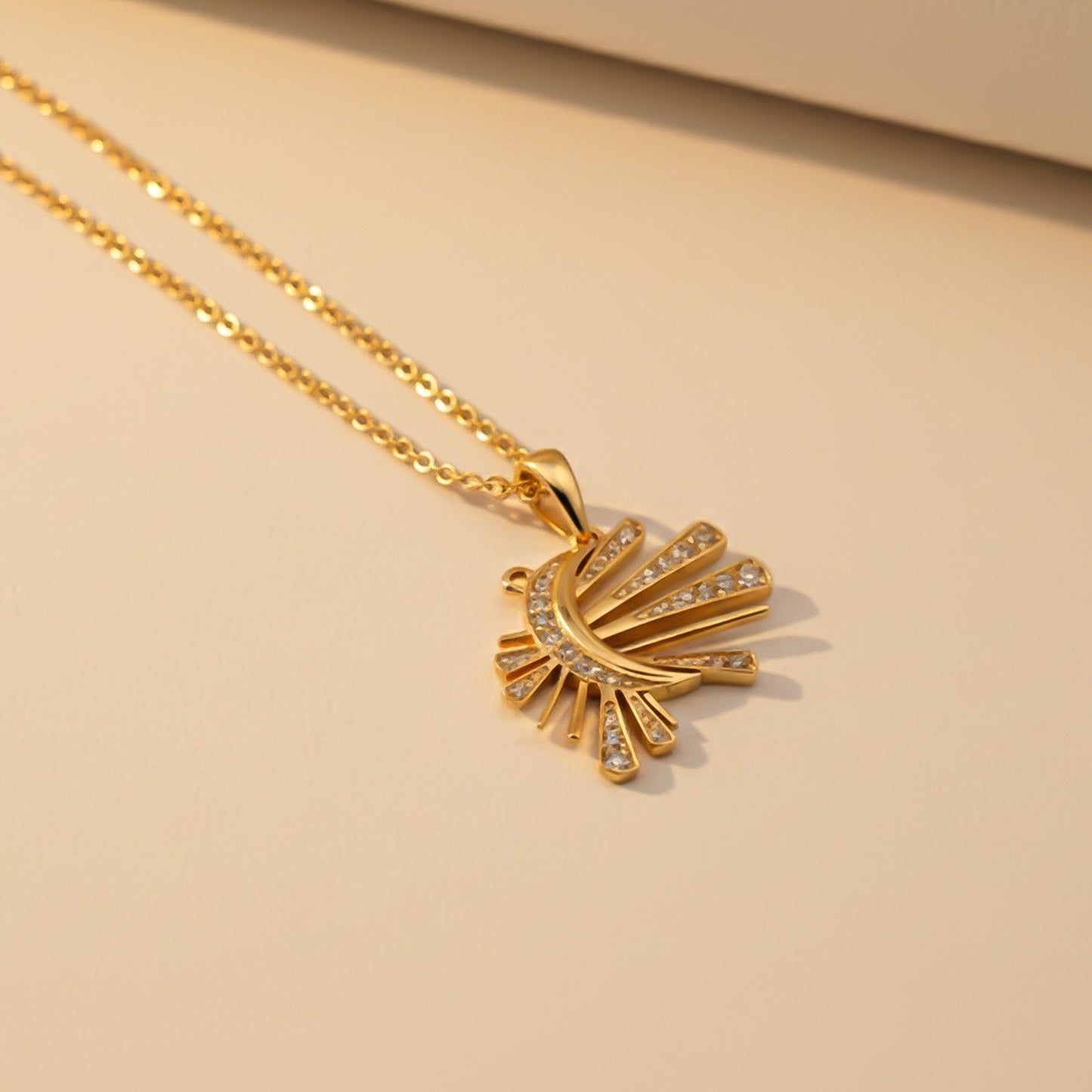 Silver Celestial Sunburst Pendant Necklace