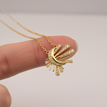 Silver Celestial Sunburst Pendant Necklace