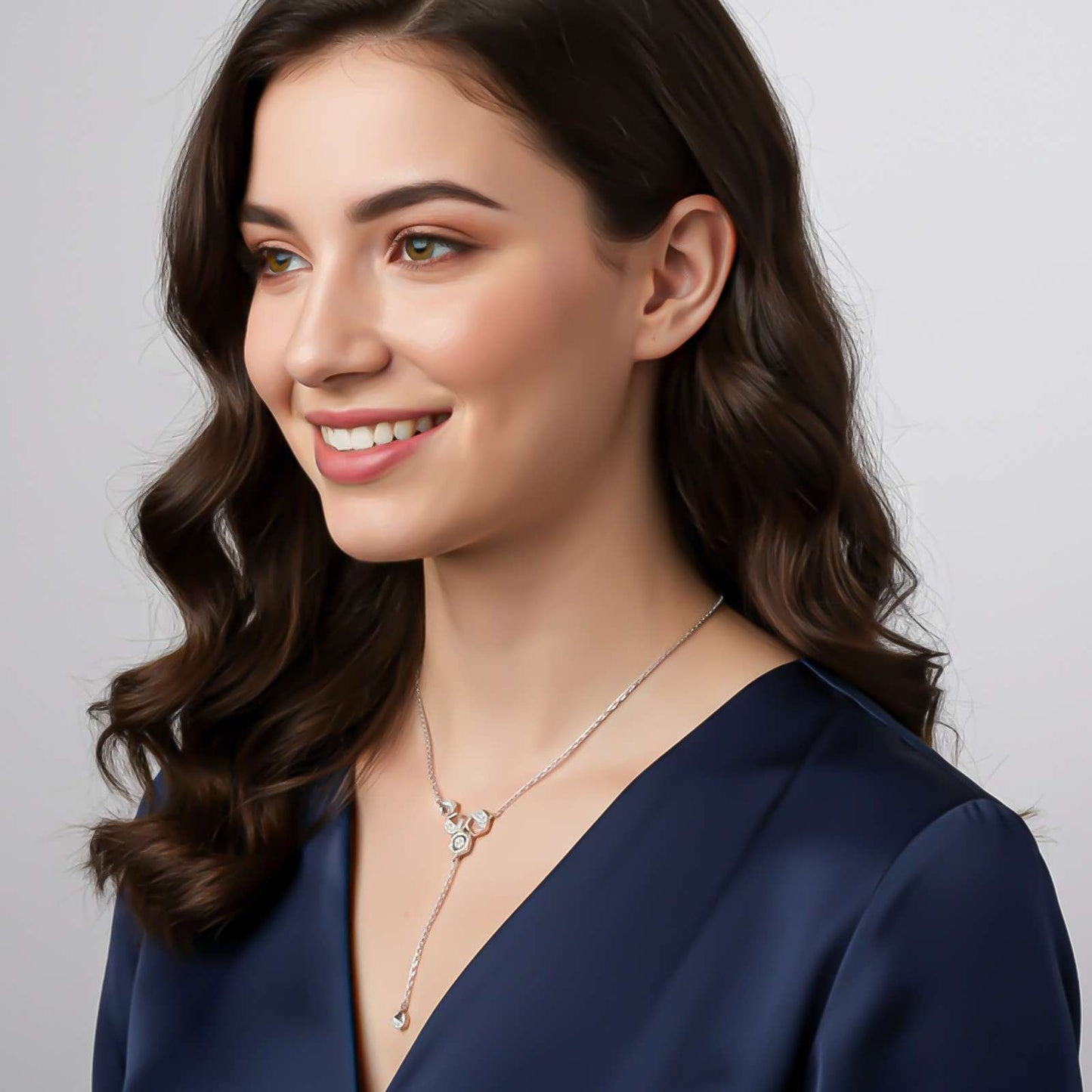 Silver Geometric Honeycomb Drop Necklace
