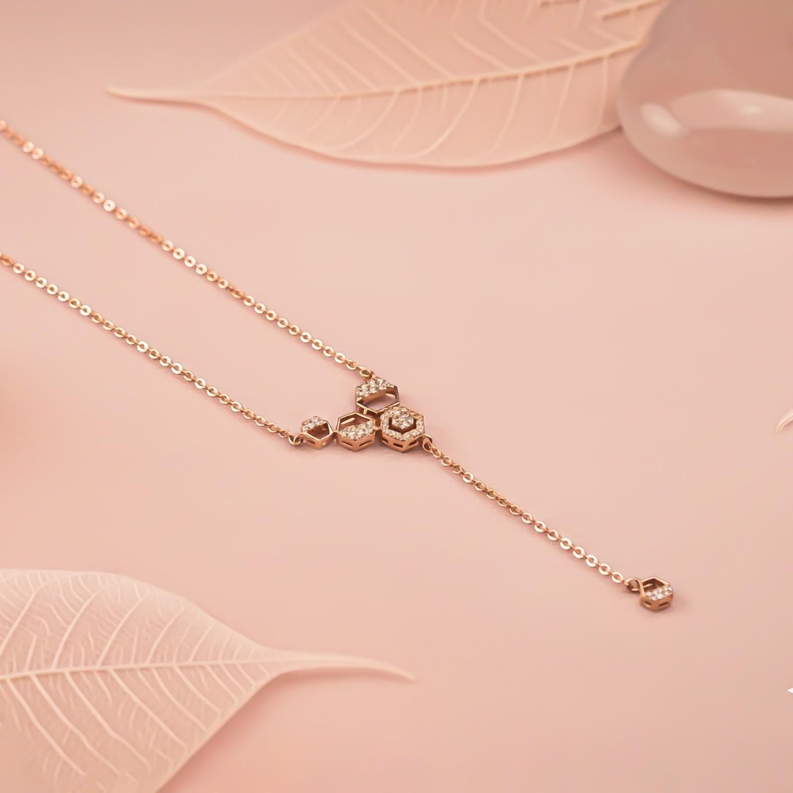 Silver Geometric Honeycomb Drop Necklace
