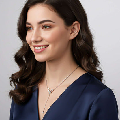 Silver Geometric Honeycomb Drop Necklace