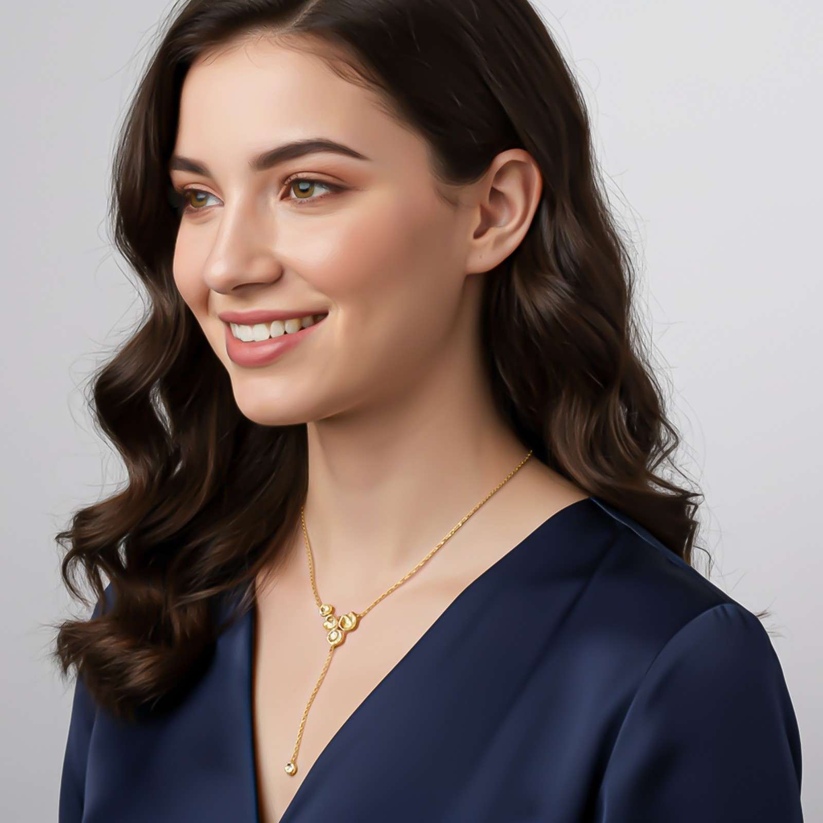 Silver Geometric Honeycomb Drop Necklace