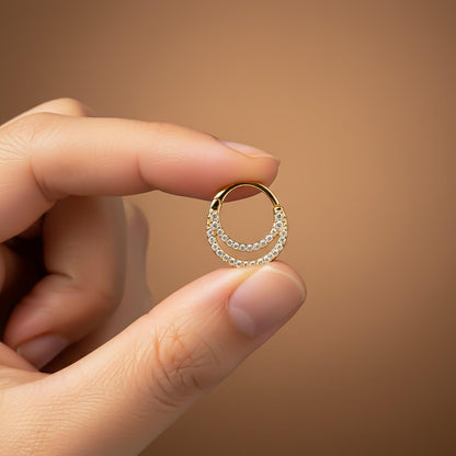Swis Zircon Double Bar Nose Pin