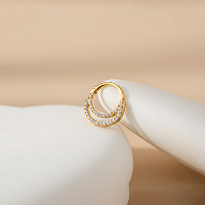 Swis Zircon Double Bar Nose Pin