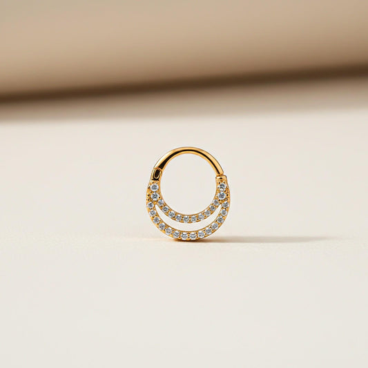 Swis Zircon Double Bar Nose Pin