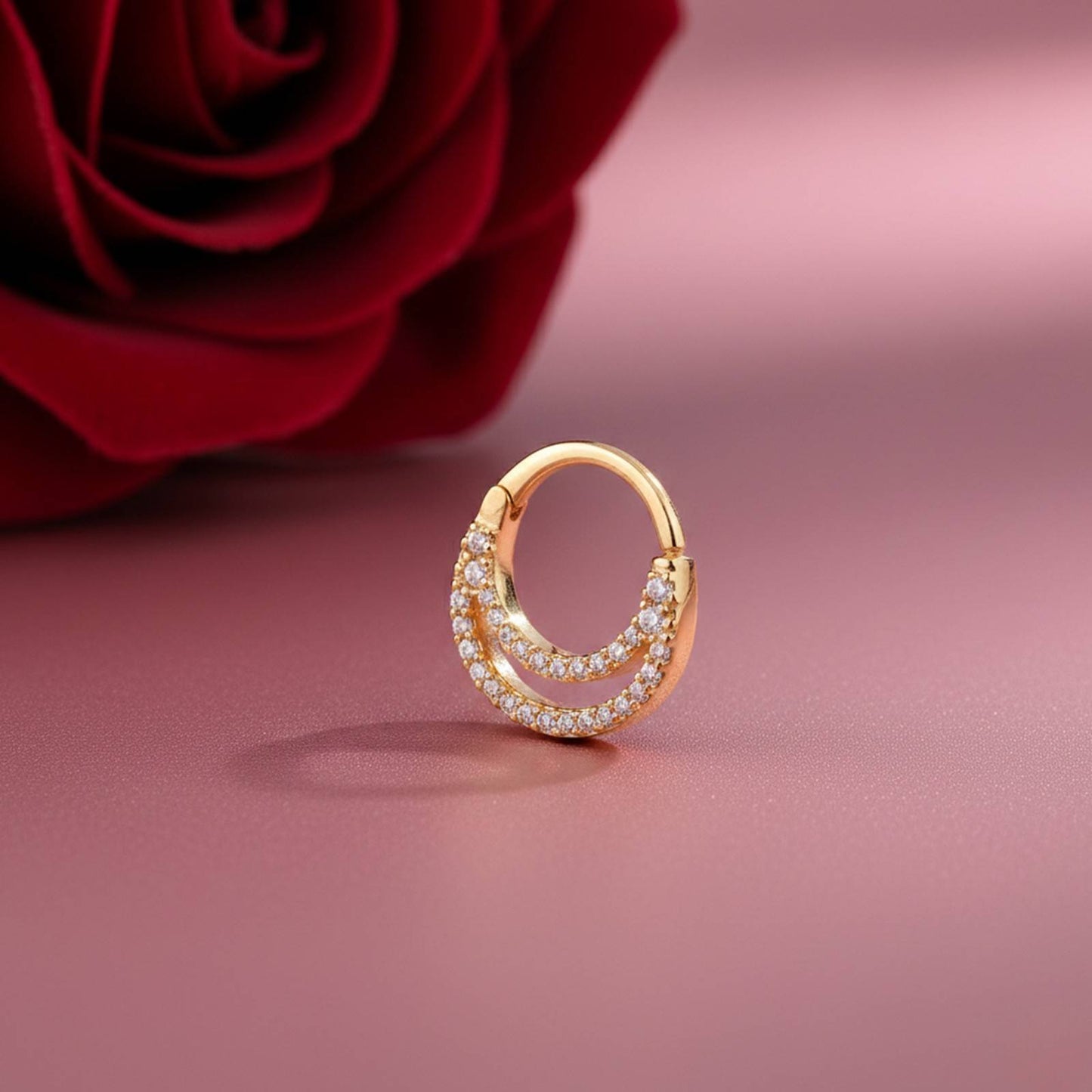 Swis Zircon Double Bar Nose Pin