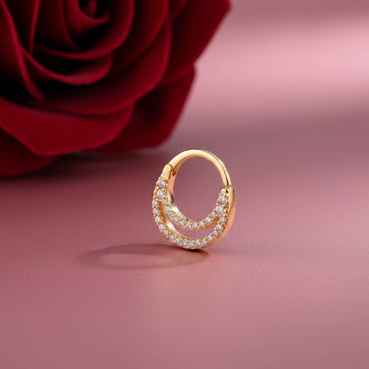 Swis Zircon Double Bar Nose Pin
