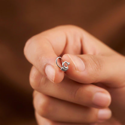 Silver Peacock Nose Pin for Women