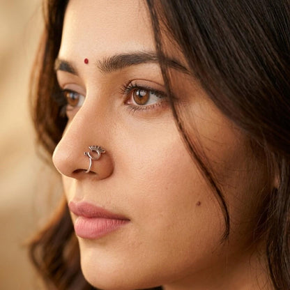 Silver Peacock Nose Pin for Women