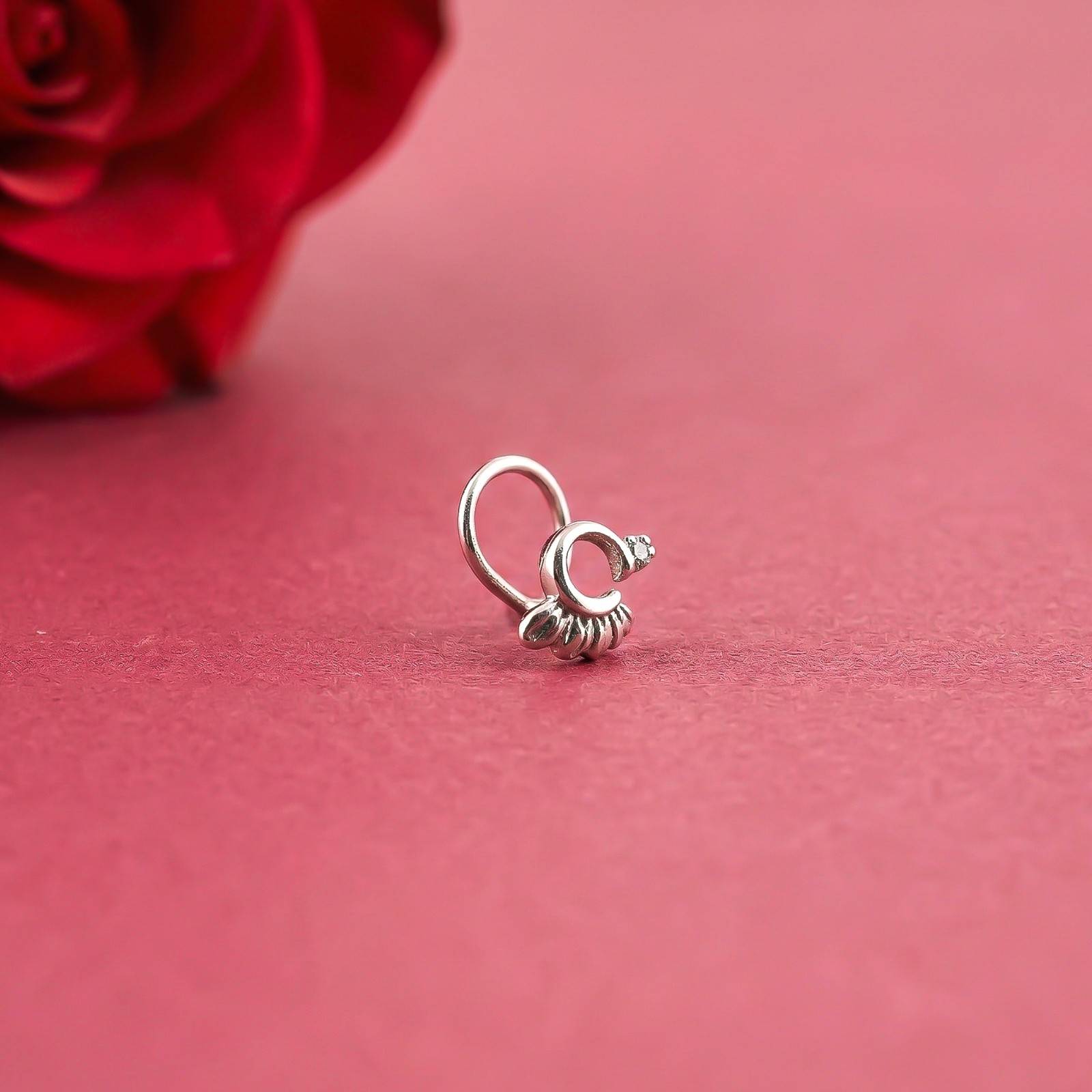 Silver Peacock Nose Pin for Women