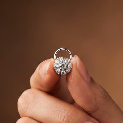 Silver Round Floral Cluster CZ Nose Pin for Women