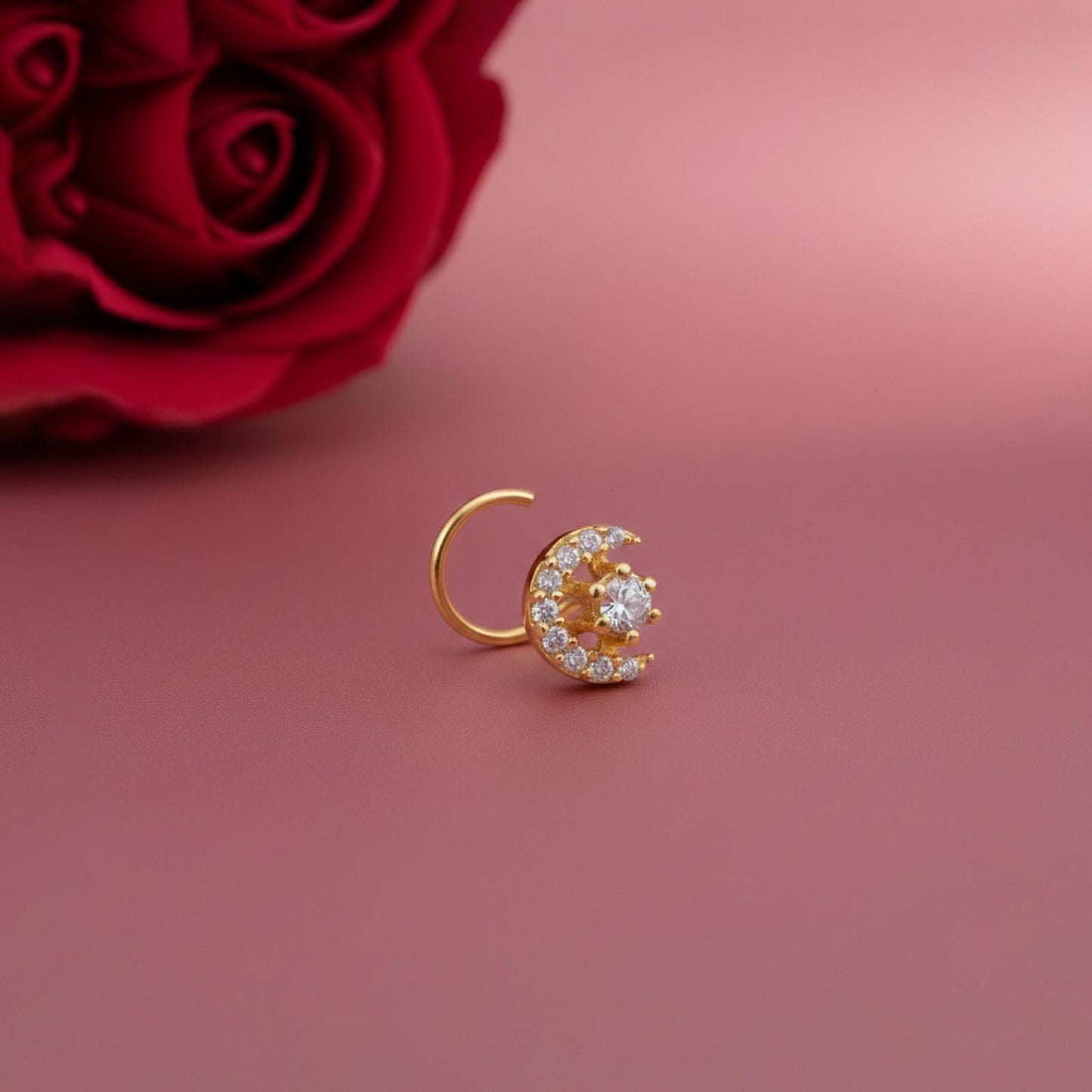 Swis Zircon Moon Style Nose Pin
