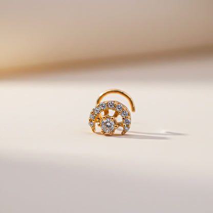 Swis Zircon Moon Style Nose Pin