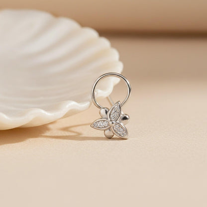 Sterling Silver Floral Flower Nose Pin