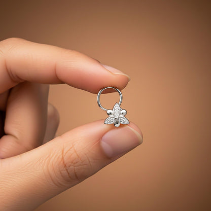 Sterling Silver Floral Flower Nose Pin