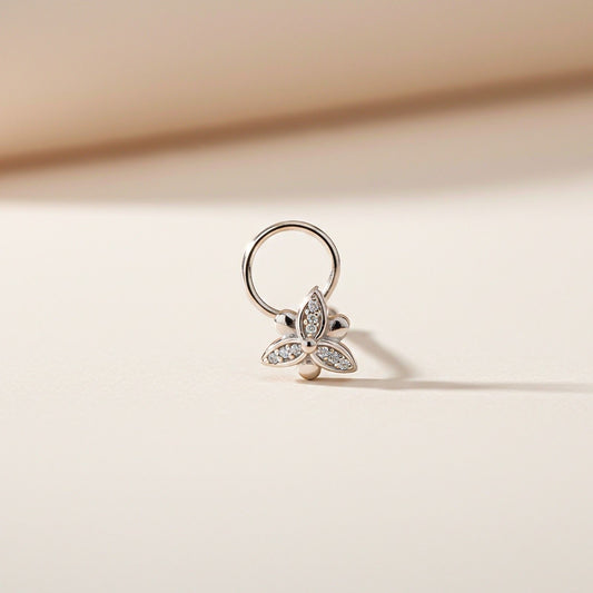 Sterling Silver Floral Flower Nose Pin