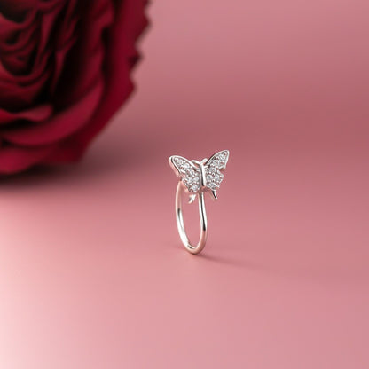 Silver Diamond Butterfly Tiny Nosepin