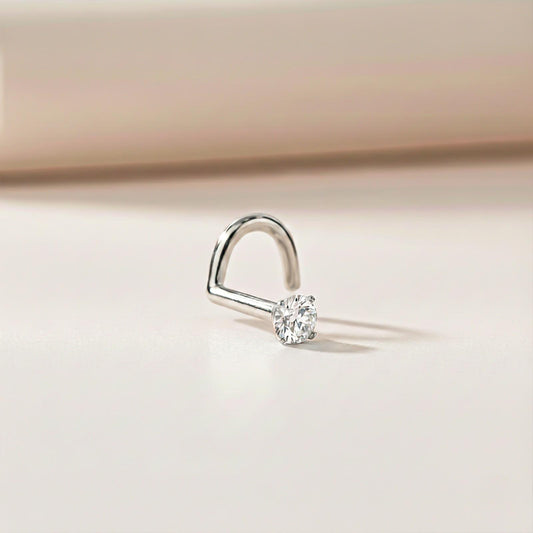 Silver Solitaire Round Nose Stud (pack of 2)